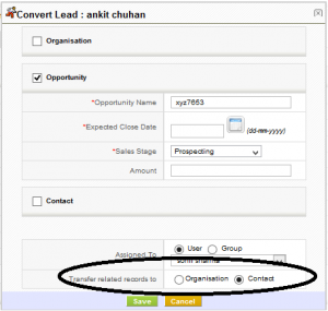 Cloud Yogi/ Vtiger CRM converting lead into opportunity