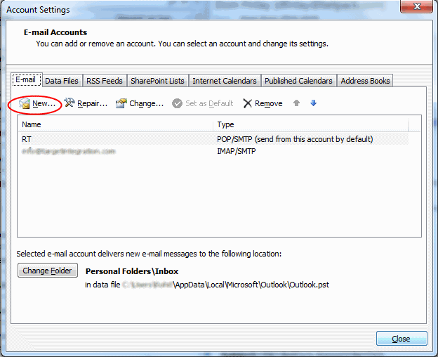 Outlook Account Settings